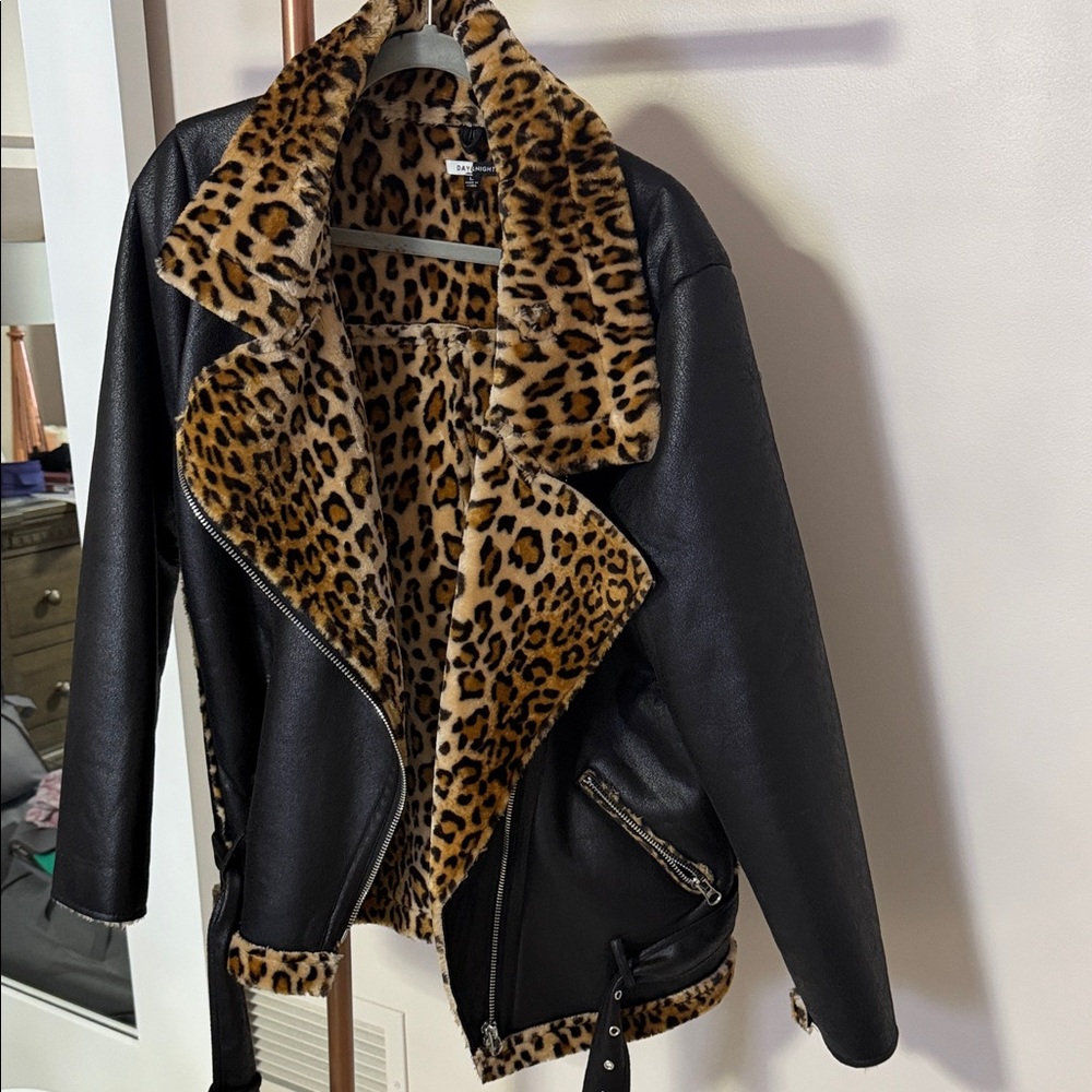 Leopard Print Lined Black Jacket from Dressed in Lara boutique